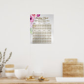 Trouwfeest Kleurig Roze Bloemmotief Zilver Elegant Poster (Keuken)