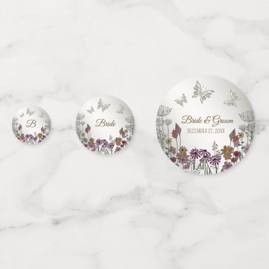 Trouwfeest Kleurrijke Tuin Bloemen Vlinders Confetti (Voorkanten)