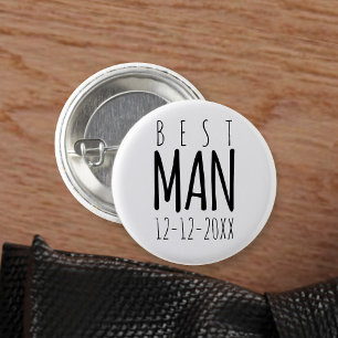 Trouwfeest Knop voor Getuige van de Bruidegom in Z Ronde Button 3,2 Cm