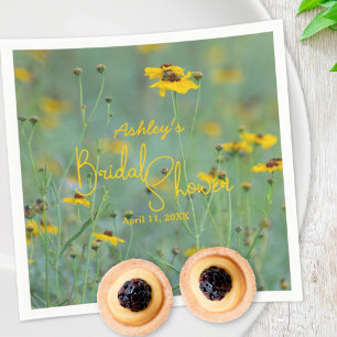 Trouwfeest met bloemen Minimalistische gele wilde Servet