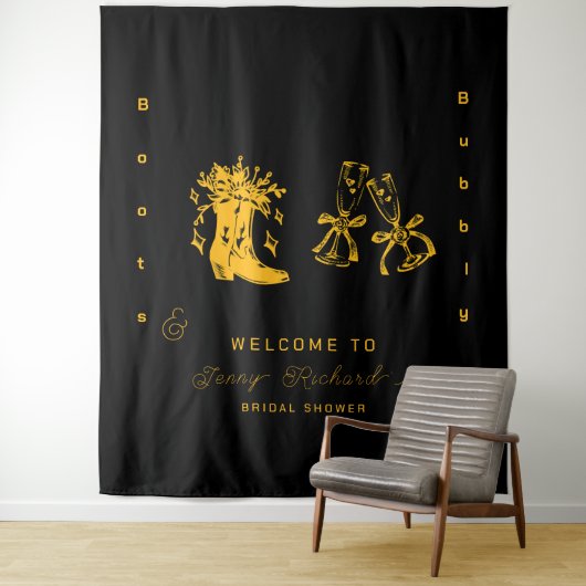 Trouwfeest met bruidsmeisjes: Laarzen en bubbels Wandkleed (In situ)