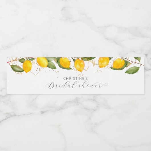 Trouwfeest met citroen en zomerfruit waterfles etiket (Enkel label)