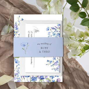 Trouwfeest met Maagdenpalm Paarse Wilde Bloemen Uitnodigingen Wikkel