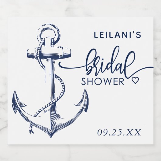 Trouwfeest met Nautisch Anker Wit Sparkling Wijnetiket (Enkel label)