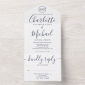 Trouwfeest met Navy-blauw en Witte Zeevaartknoop S All In One Uitnodiging (Binnen)