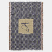 Trouwfeest met Navy Blue Monogram Quatrefoil Deken (Voorkant Verticaal)