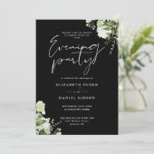 Trouwfeest met QR-code en bloemgroen Kaart (Staand voorkant)