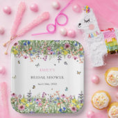 Trouwfeest met wilde bloemen en vlinders papieren bordje (Feest)