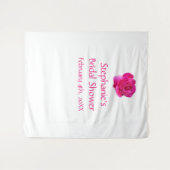 Trouwfeest Monogram Naam Roze Roos Wit Koel Wandkleed (Voorkant (horizontaal))