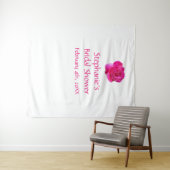 Trouwfeest Monogram Naam Roze Roos Wit Koel Wandkleed (In Situ (horizontaal))