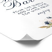 Trouwfeest 'navy & blush bloemen' mimosa bar bord poster (Hoek)