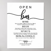 Trouwfeest Open Bar Menu Bord Rustic Chic Calligra Poster (Voorkant)