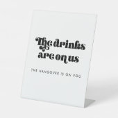 Trouwfeest Open Bar met Retro Schrift Reclamebord Met Voetstuk (Voorkant)