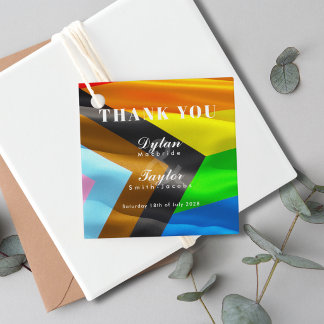 Trouwfeest Regenboogvlag Typografie Bedankt Bedankjes Labels