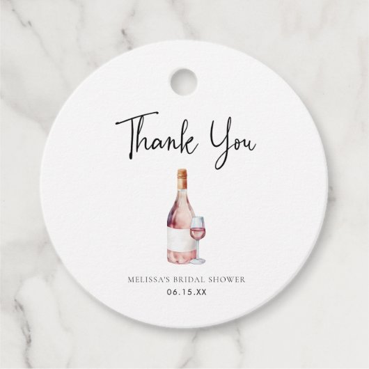 Trouwfeest Roze Roze Bruidsdouche Bedankjes Labels (Voorkant)