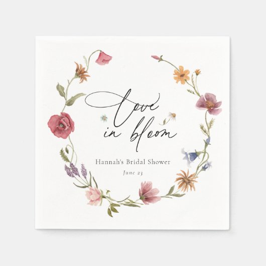 Trouwfeest servetten met wilde bloemen (Voorkant)