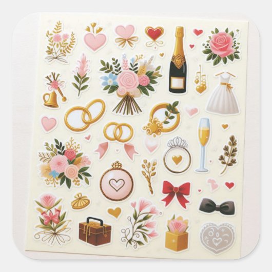 "Trouwfeest Sticker Set" (Voorkant)