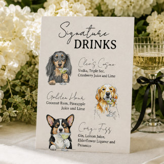 Trouwfeest Teken Drie Honden Handtekening Dranken Reclamebord Met Voetstuk