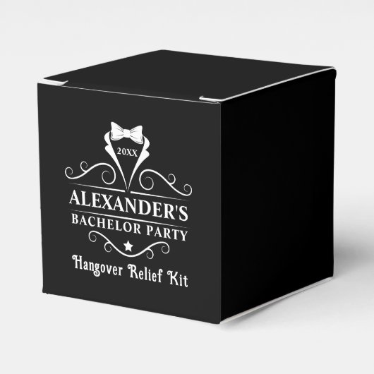 Trouwfeest Tuxedo Das kater Bedankdoosjes (Voorkant Zijde)