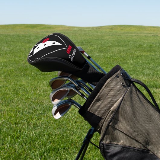 Trouwfeest Tuxedo Red Rose Personaliseren Golfheadcover (Insitu)