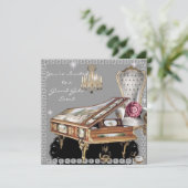 Trouwfeest uitnodiging met diamant (Staand voorkant)