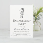 Trouwfeest uitnodiging met zeepaarden thema (Staand voorkant)