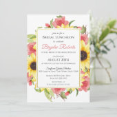 Trouwfeest uitnodiging met zonnebloemen en rozen (Staand voorkant)