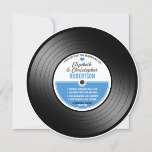 Trouwfeest uitnodiging op vinylplaat