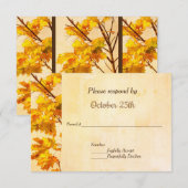 Trouwfeest uitnodiging RSVP Gouden Bladeren Val (Voorkant / Achterkant)