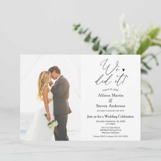 Trouwfeest Uitnodiging We Did It (Staand voorkant)