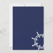 Trouwfeest uitnodigingen in maritiem Navyblauw met (Achterkant)