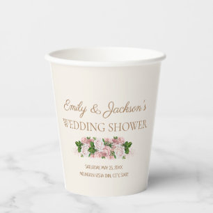 Trouwfeest van het stel. Roze vintage bloemmotief Papieren Bekers