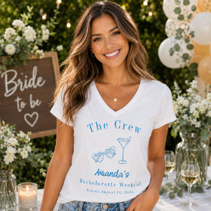 Trouwfeest Weekend Feest Crew Strand Blauw T-shirt