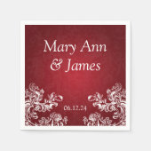 Trouwfeest  wervelingen 2 rood servetten (Voorkant)