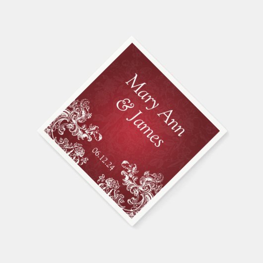 Trouwfeest  wervelingen 2 rood servetten (Hoek)