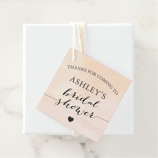 Trouwfeest Zakkaart Roze Abrikozen Waterverf Bedankjes Labels (In situ)