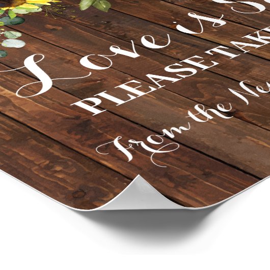 Trouwfeest Zonnebloem Bord Poster (Hoek)