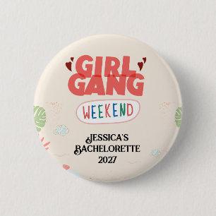 TROUWFEESTJE MEISJESGROEP KNOP (Persoonlijk) Ronde Button 5,7 Cm