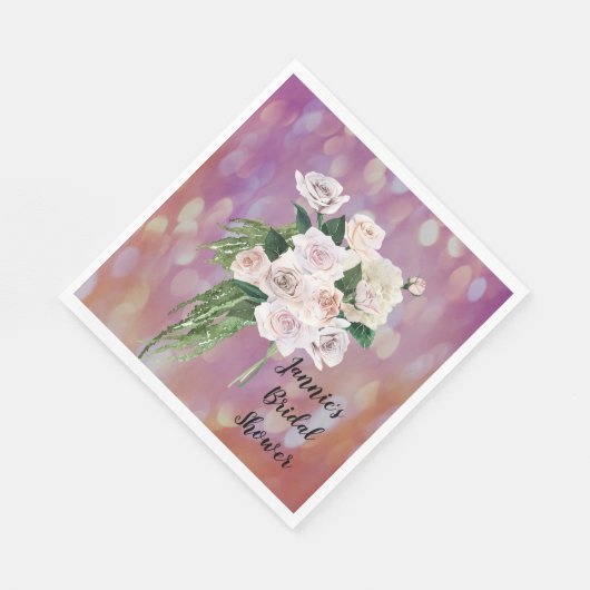 Trouwfeestservies met rozen servet (Hoek)