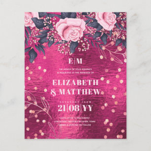 Trouwflyers met laagste budget Metallic Roze Bloem Flyer