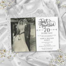 Trouwfoto 70ste verjaardag 'Just Married'