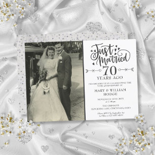 Trouwfoto 70ste verjaardag 'Just Married' Kaart