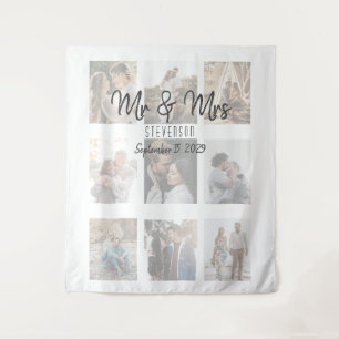 Trouwfoto Collage Tapijt voor Mr en Mrs Wandkleed