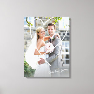 TROUWFOTO cute handgetekende hartoverlay Canvas Afdruk