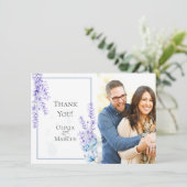 Trouwfoto Dank Je  |  Aquarel Lavendel Bedankkaart (Staand voorkant)