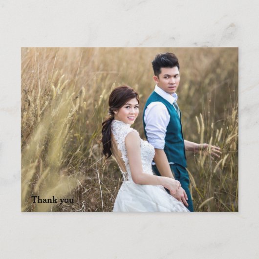 Trouwfoto Dank u dubbelzijdige marine Briefkaart (Voorkant)