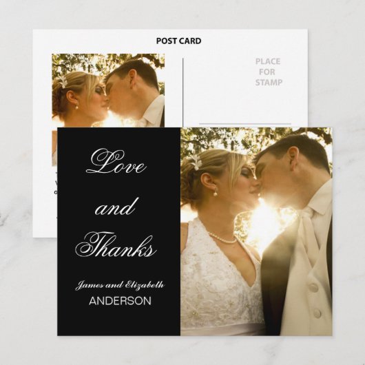 Trouwfoto Dank u opmerking | briefkaart (Voorkant / Achterkant)