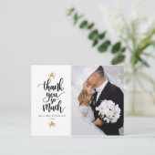 Trouwfoto Dankjewelansichtkaart met gouden Cupido' Briefkaart (Staand voorkant)