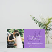 Trouwfoto dankkaart met monogram bedankkaart (Staand voorkant)