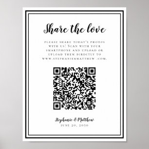 Trouwfoto Deel de Liefde QR Scan Zwart & Wit Poster